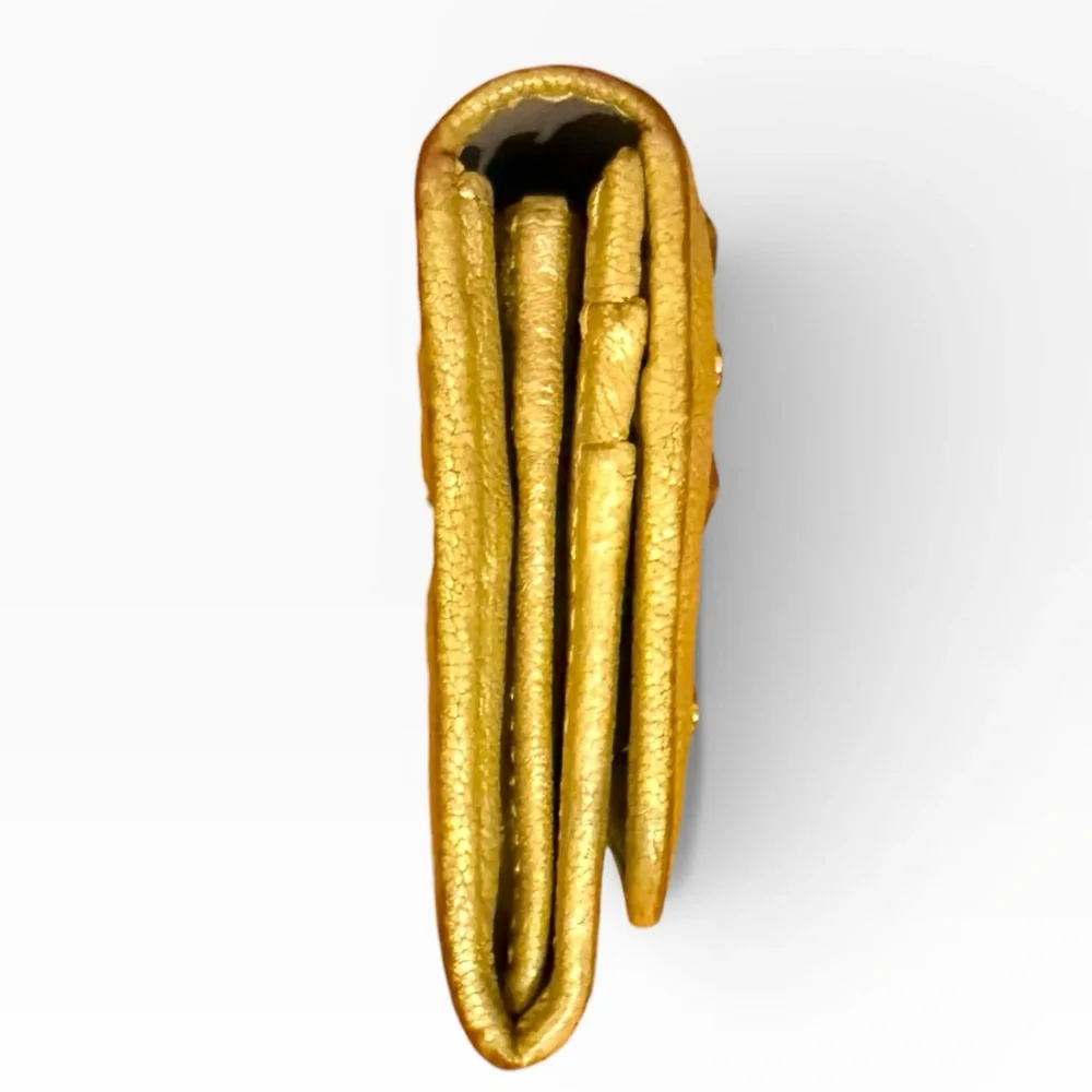 Jimmy Choo Nino Crystal Star-Studded Pearlized Yellow Leather Wallet and COA - Picture 5 of 17